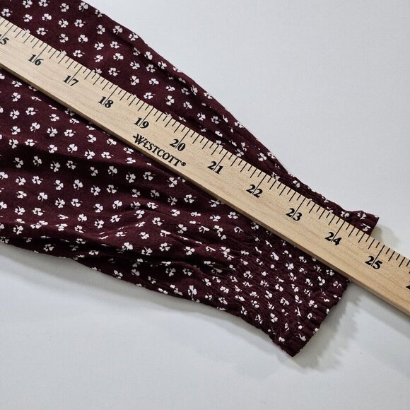 Abercrombie & Fitch Wrap Dress Women PL Wine Beige Mini Lined Ties Dainty Floral - Picture 7 of 16